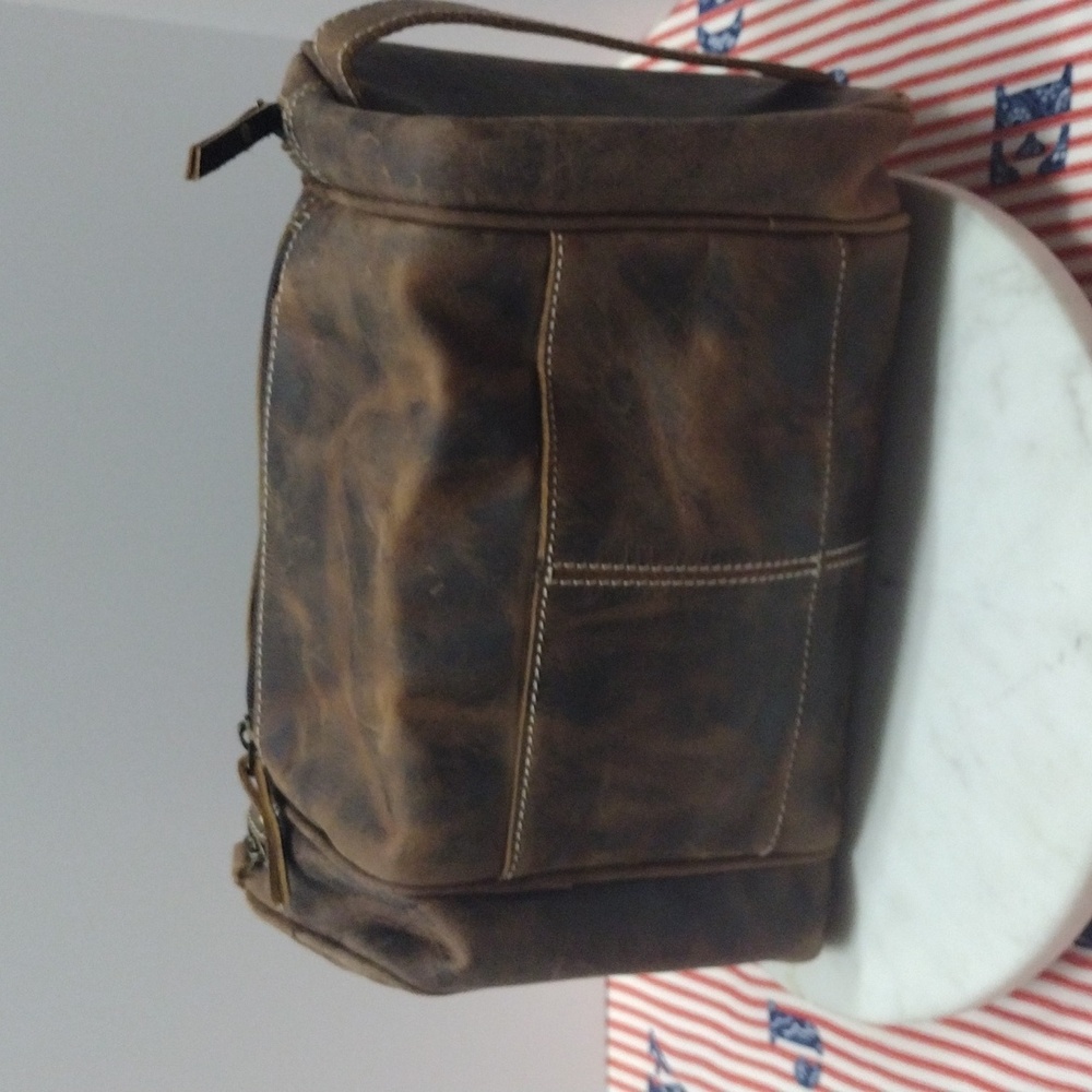 SNO Brown Multiple Zipper Pockets Leather Bag with Handle - Picture 5 of 16